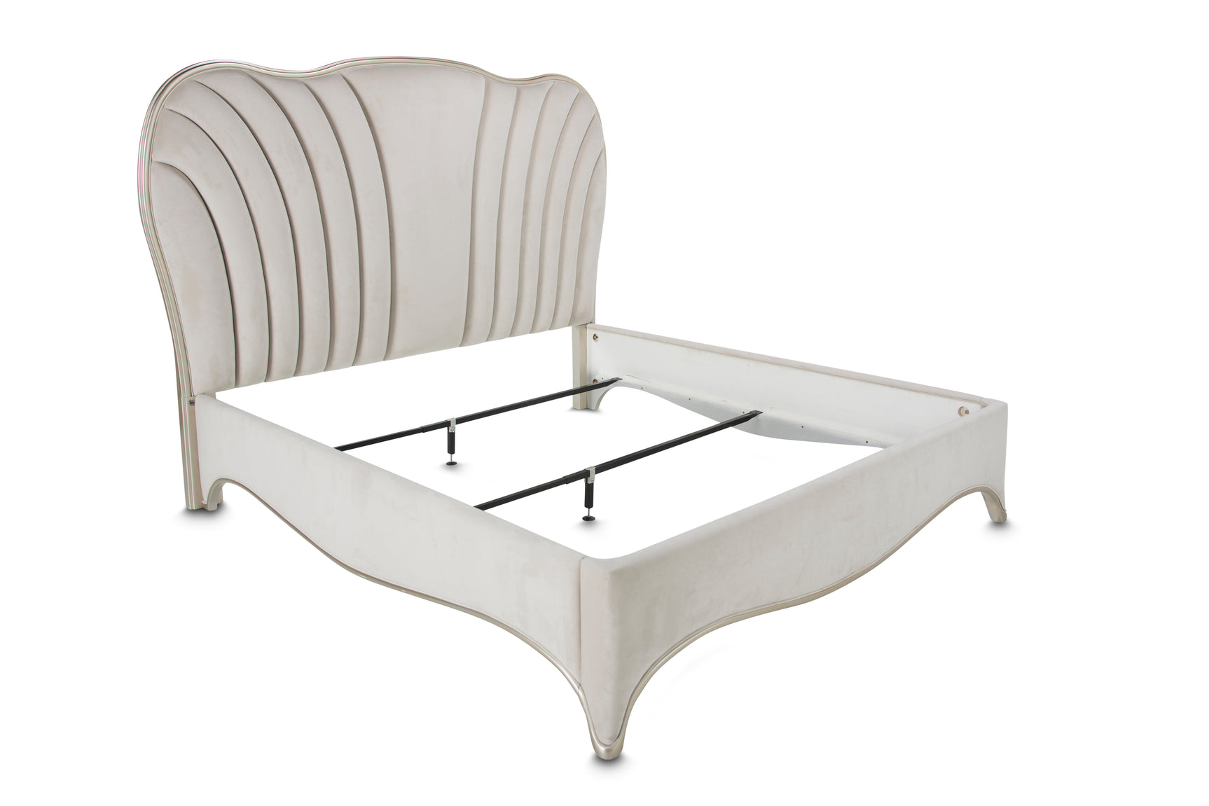 London Place Creamy Pearl Velvet Panel Bed - Ornate Home