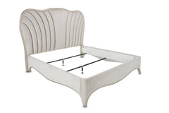London Place Creamy Pearl Velvet Panel Bed - Ornate Home