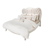 London Place Creamy Pearl Velvet Panel Bed - Ornate Home