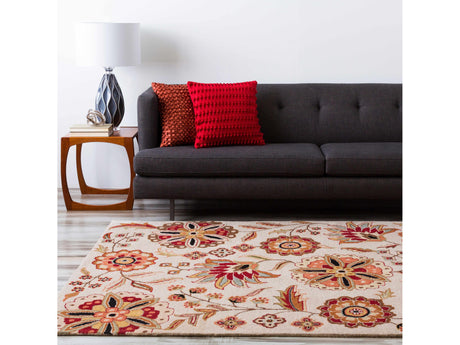 Longford Beige Floral Wool Carpet - Ornate Home