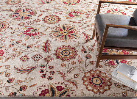 Longford Beige Floral Wool Carpet - Ornate Home