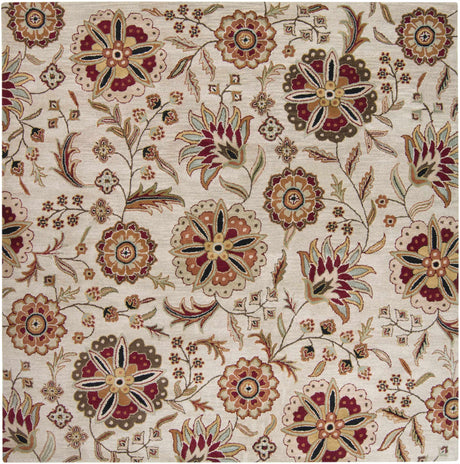 Longford Beige Floral Wool Carpet - Ornate Home