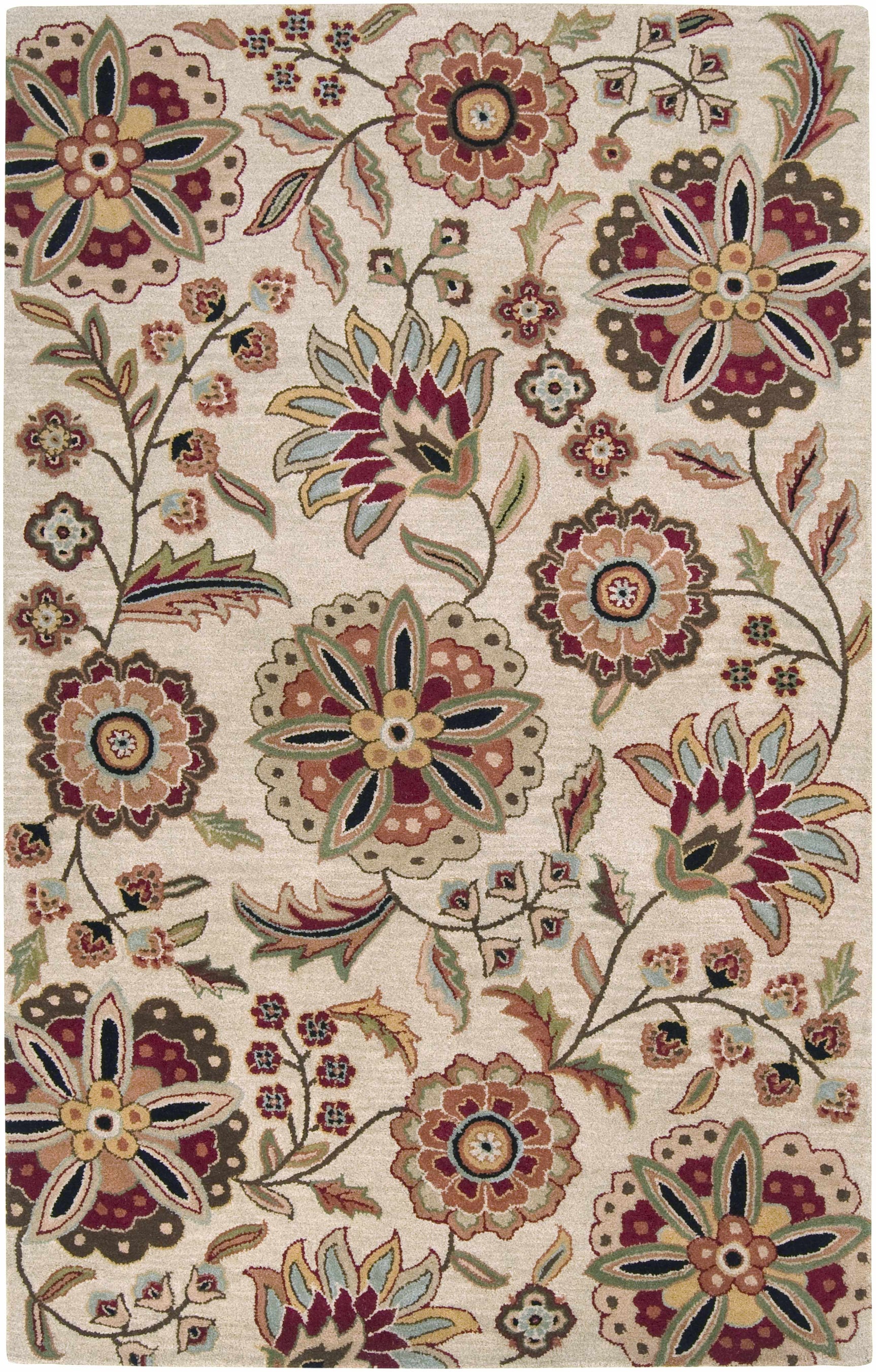 Longford Beige Floral Wool Carpet - Ornate Home