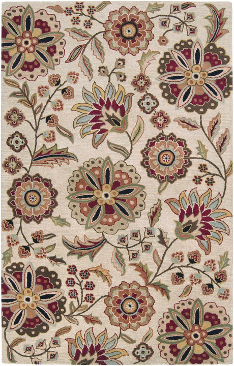 Longford Beige Floral Wool Carpet - Ornate Home