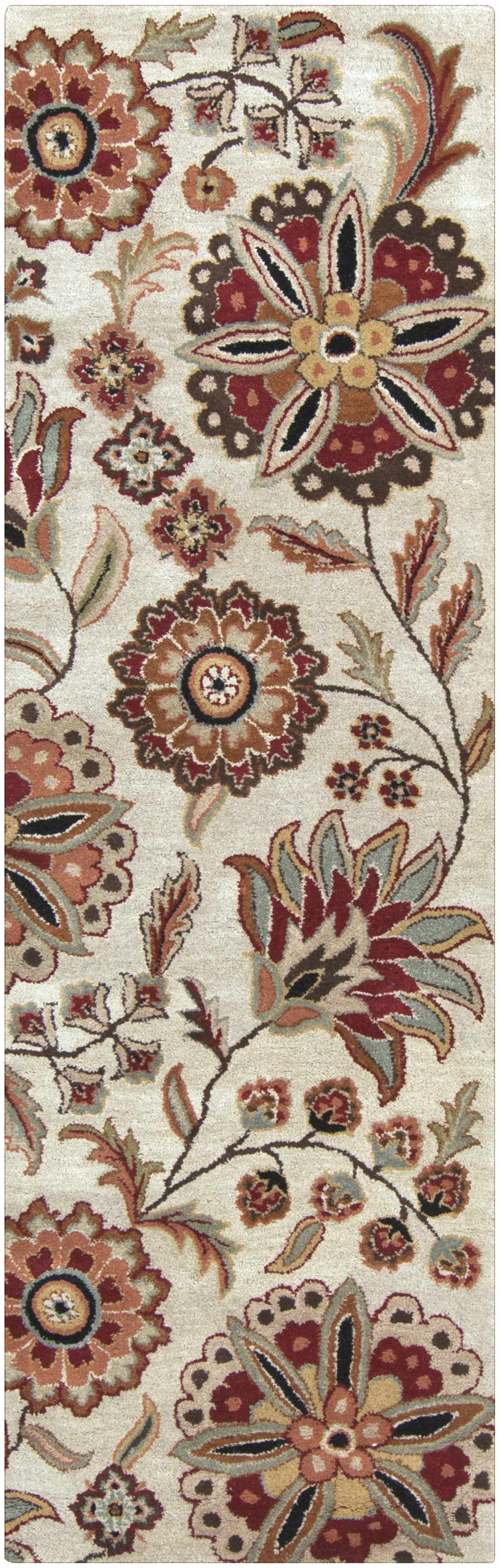 Longford Beige Floral Wool Carpet - Ornate Home