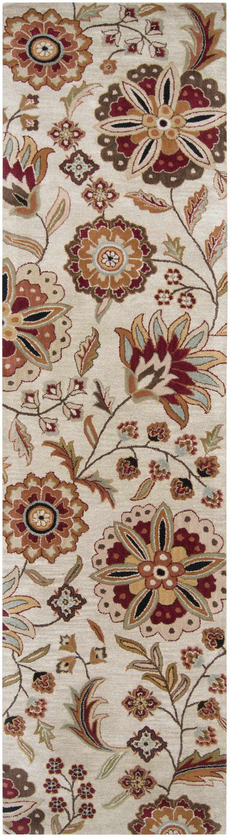 Longford Beige Floral Wool Carpet - Ornate Home