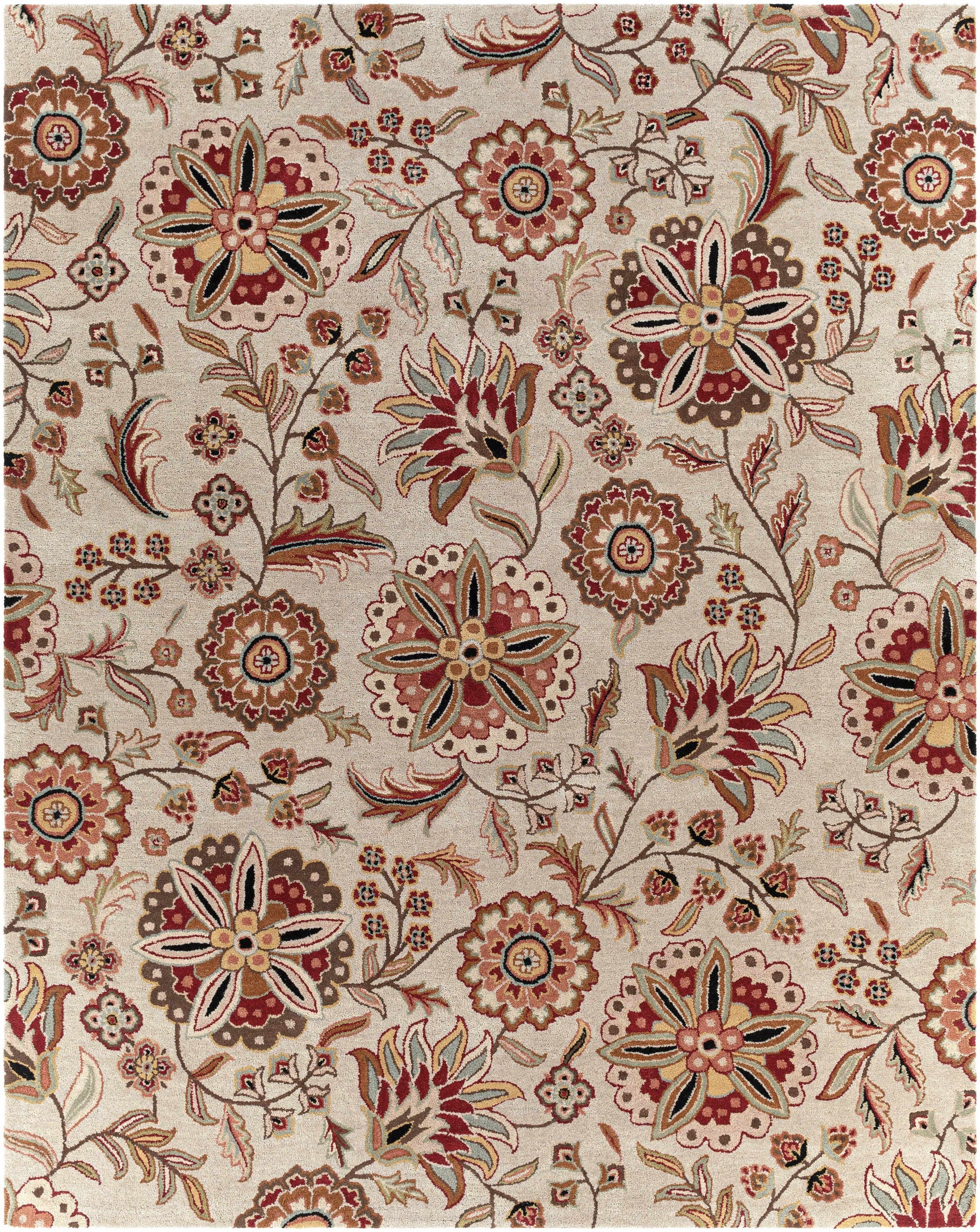 Longford Beige Floral Wool Carpet - Ornate Home