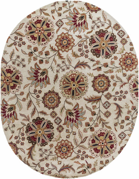 Longford Beige Floral Wool Carpet - Ornate Home