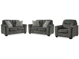Lonoke Gunmetal 2 Loveseats & Chair (Online Special Price) - Ornate Home