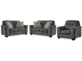 Lonoke Gunmetal 2 Loveseats & Chair (Online Special Price) - Ornate Home