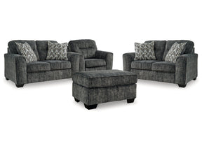 Lonoke Gunmetal 2 Loveseats & Oversized Chair & Ottoman (Online Special Price) - Ornate Home