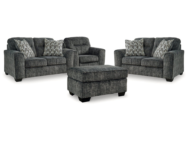 Lonoke Gunmetal 2 Loveseats & Oversized Chair & Ottoman (Online Special Price) - Ornate Home