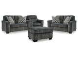 Lonoke Gunmetal 2 Loveseats & Oversized Chair & Ottoman - Ornate Home