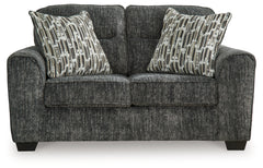 Lonoke Gunmetal 2 Loveseats & Oversized Chair & Ottoman - Ornate Home