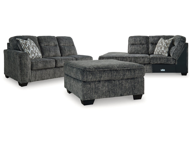 Lonoke Gunmetal 2-Piece Sectional & Ottoman (LAF Corner) - Ornate Home