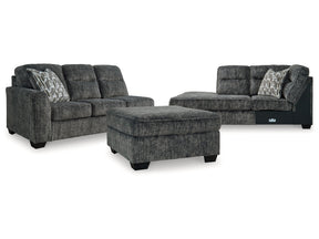 Lonoke Gunmetal 2-Piece Sectional & Ottoman (RAF Corner) - Ornate Home