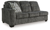Lonoke Gunmetal 2-Piece Sectional & Ottoman (RAF Corner) - Ornate Home