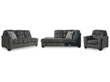 Lonoke Gunmetal 2-Piece Sectional & Oversized Chair - Ornate Home