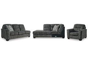 Lonoke Gunmetal 2-Piece Sectional & Oversized Chair - Ornate Home