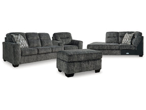Lonoke Gunmetal 2-Piece Sectional & Oversized Chair & Ottoman - Ornate Home
