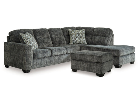 Lonoke Gunmetal 2-Piece Sectional and Ottoman - Ornate Home