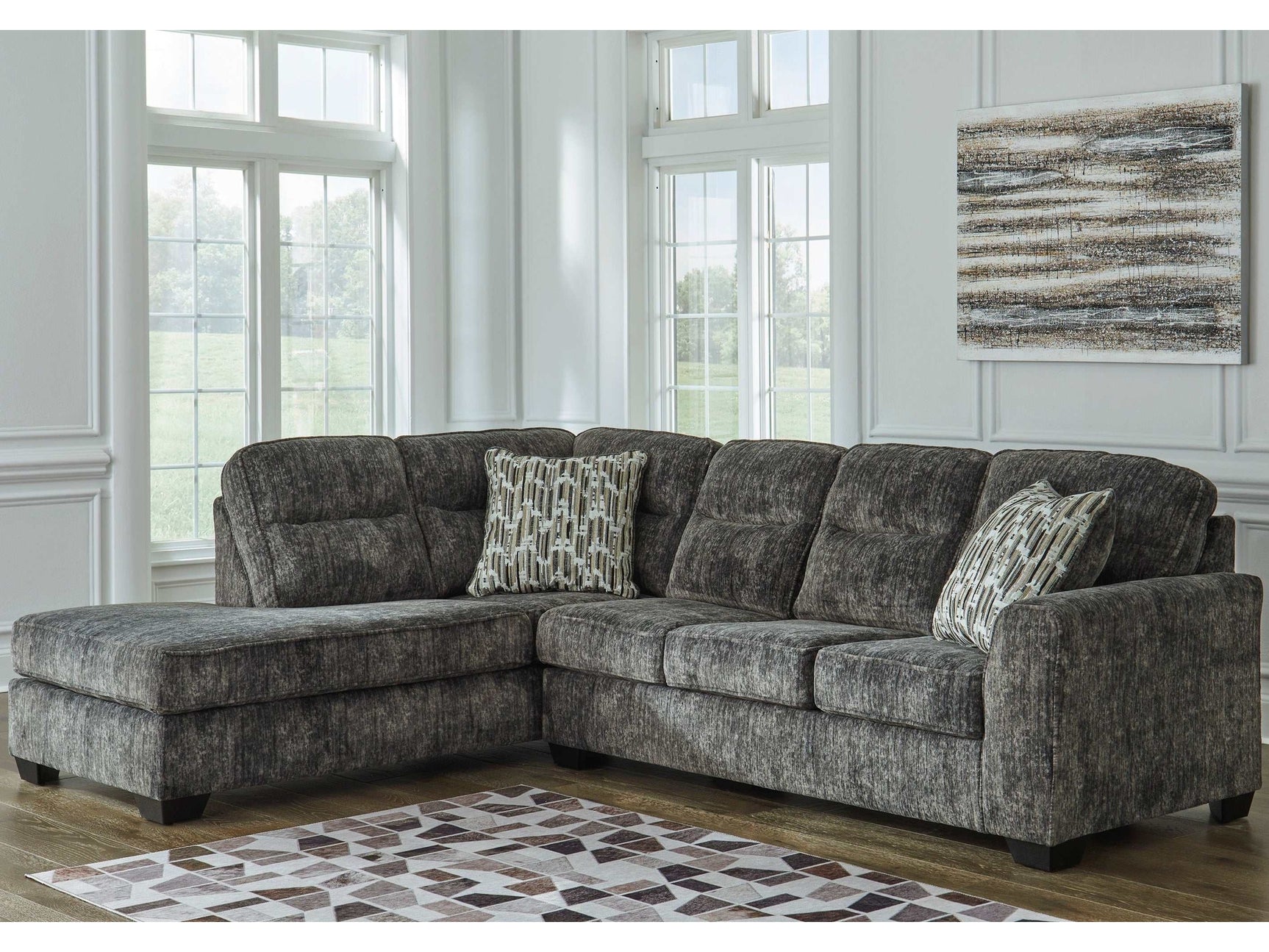 Lonoke Gunmetal 2pc LAF Chaise Sectional - Ornate Home