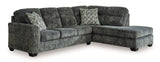 Lonoke Gunmetal 2pc RAF Chaise Sectional - Ornate Home