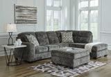 Lonoke Gunmetal 2pc RAF Chaise Sectional - Ornate Home