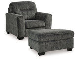 Lonoke Gunmetal Chair and Ottoman - Ornate Home