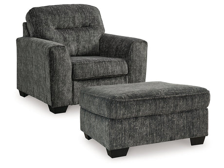 Lonoke Gunmetal Chair and Ottoman - Ornate Home
