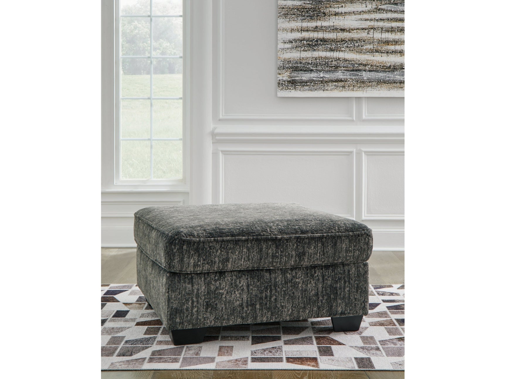 Lonoke Gunmetal Oversized Accent Ottoman - Ornate Home