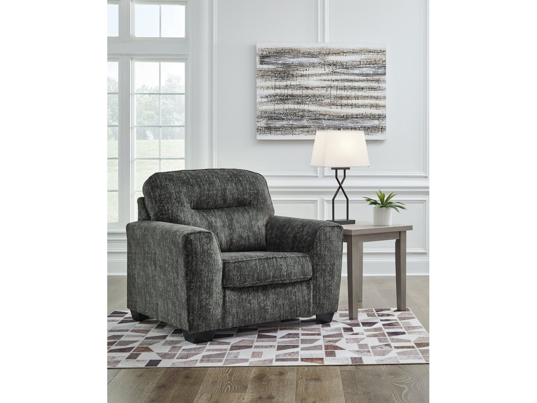Lonoke Gunmetal Oversized Chair - Ornate Home