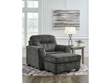 Lonoke Gunmetal Oversized Chair & Ottoman (Online Special Price) - Ornate Home