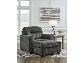 Lonoke Gunmetal Oversized Chair & Ottoman (Online Special Price) - Ornate Home