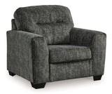 Lonoke Gunmetal Oversized Chair & Ottoman - Ornate Home