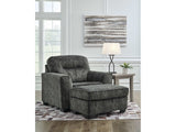 Lonoke Gunmetal Oversized Chair & Ottoman - Ornate Home