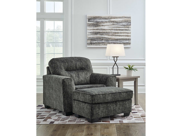 Lonoke Gunmetal Oversized Chair & Ottoman - Ornate Home