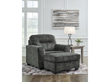 Lonoke Gunmetal Oversized Chair and Ottoman (Online Special Price) - Ornate Home