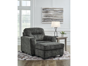 Lonoke Gunmetal Oversized Chair and Ottoman (Online Special Price) - Ornate Home