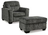 Lonoke Gunmetal Oversized Chair and Ottoman (Online Special Price) - Ornate Home