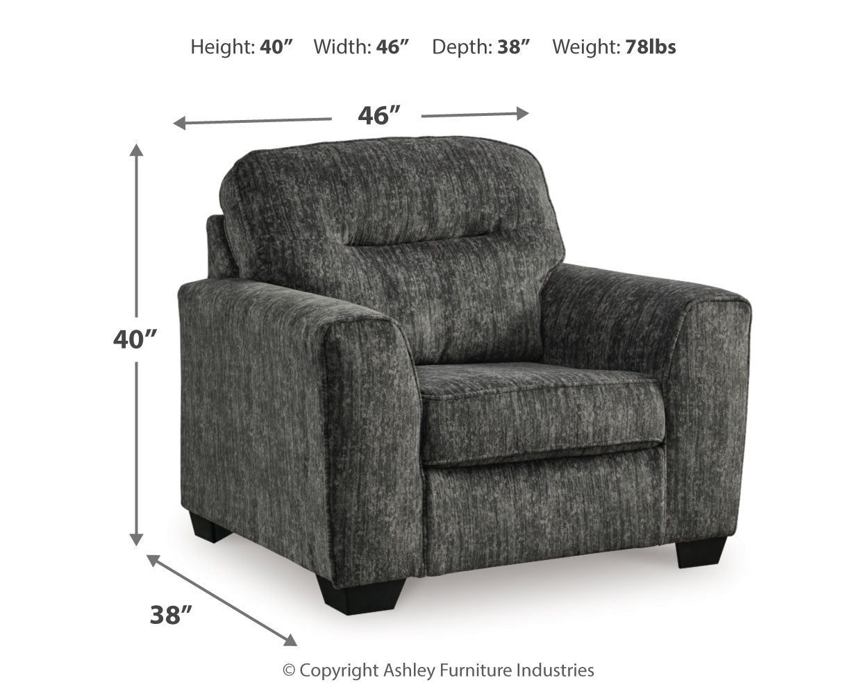 Lonoke Gunmetal Oversized Chair and Ottoman (Online Special Price) - Ornate Home