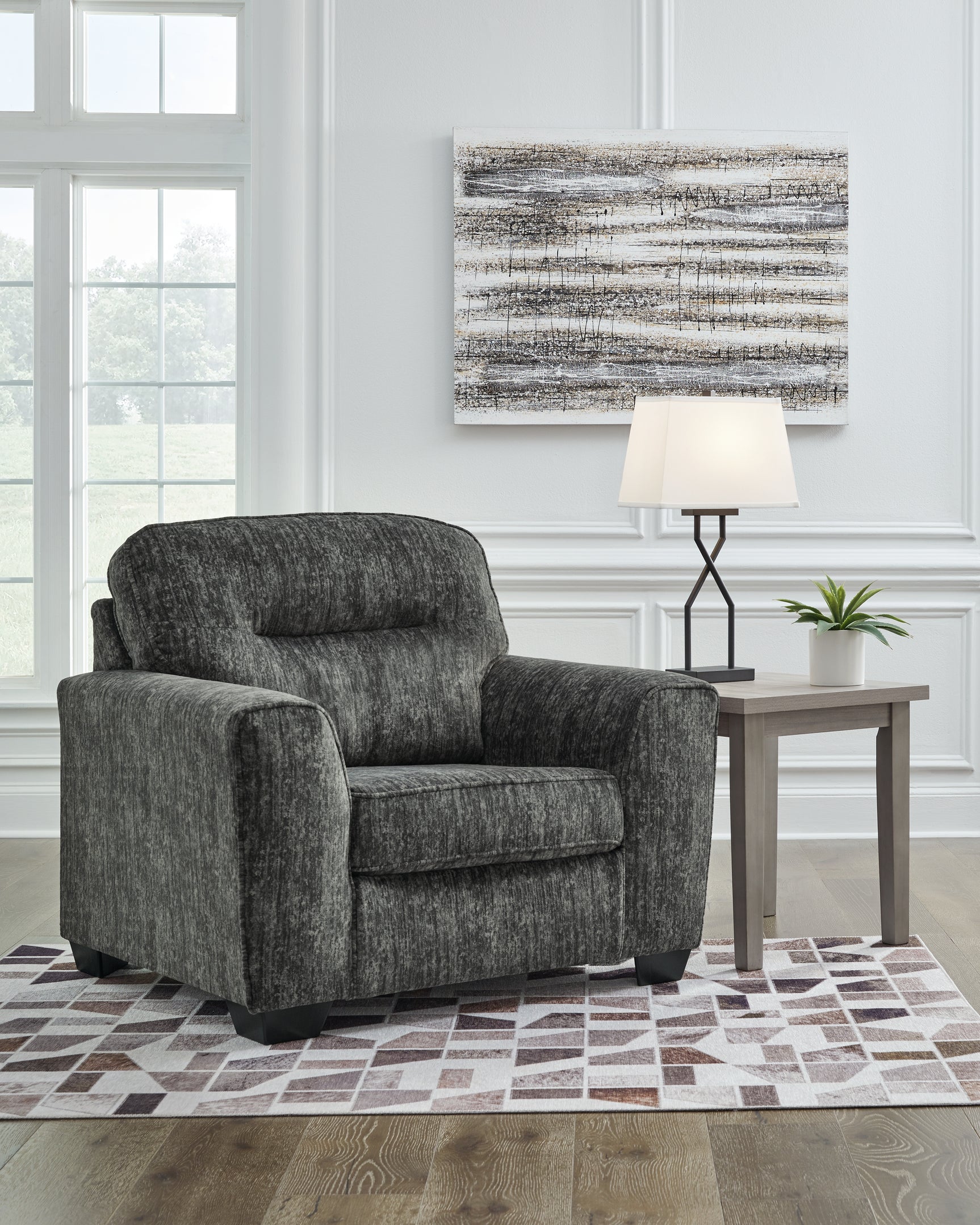 Lonoke Gunmetal Oversized Chair and Ottoman (Online Special Price) - Ornate Home