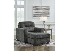 Lonoke Gunmetal Oversized Chair and Ottoman - Ornate Home