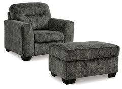 Lonoke Gunmetal Oversized Chair and Ottoman - Ornate Home