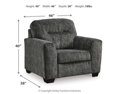 Lonoke Gunmetal Oversized Chair and Ottoman - Ornate Home
