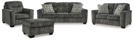 Lonoke Gunmetal Sofa, Loveseat, Oversized Chair and Ottoman - Ornate Home