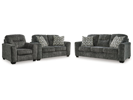 Lonoke Gunmetal Sofa, Loveseat and Oversized Chair - Ornate Home