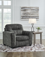Lonoke Gunmetal Sofa, Loveseat and Oversized Chair - Ornate Home