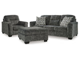 Lonoke Gunmetal Sofa, Oversized Chair and Ottoman - Ornate Home