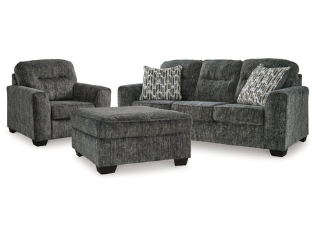 Lonoke Gunmetal Sofa, Oversized Chair and Ottoman - Ornate Home